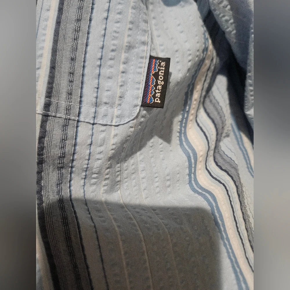 PATAGONIA Men’s Short Sleeve Puckerware Shirt Blue Multi– Size XL - Picture 7 of 15